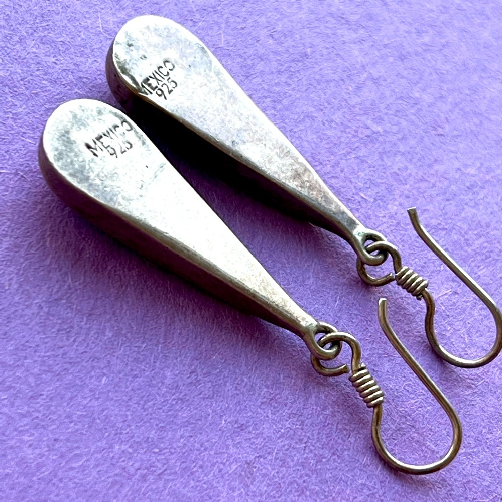 Mexico Solid Sterling Silver Teardrop Turquoise D… - image 5